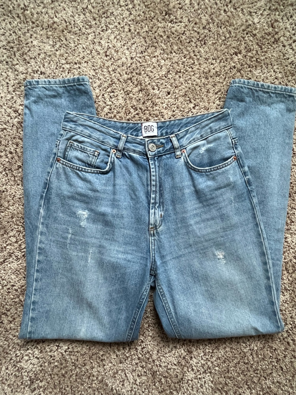 BDG Distressed 80s Classic Light Wash High-Rise Mom Jean